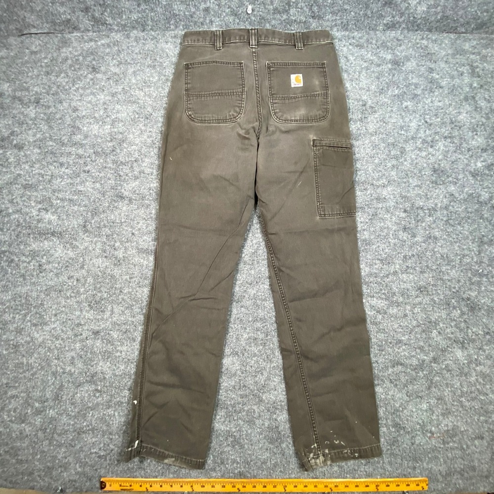 Carhartt Mens Relaxed Fit Canvas Work Pants 32x34 Gray Distressed 102291-306
